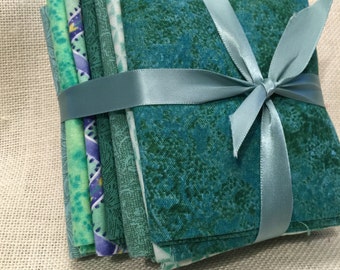 Shades of Green 7 pc Fat Quarter Bundle 100% Cotton E38