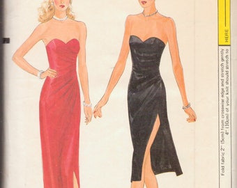 Vintage Vogue Sewing Pattern, Strapless Evening Gown with Side Slit, Size 8, Bust 31 Inches