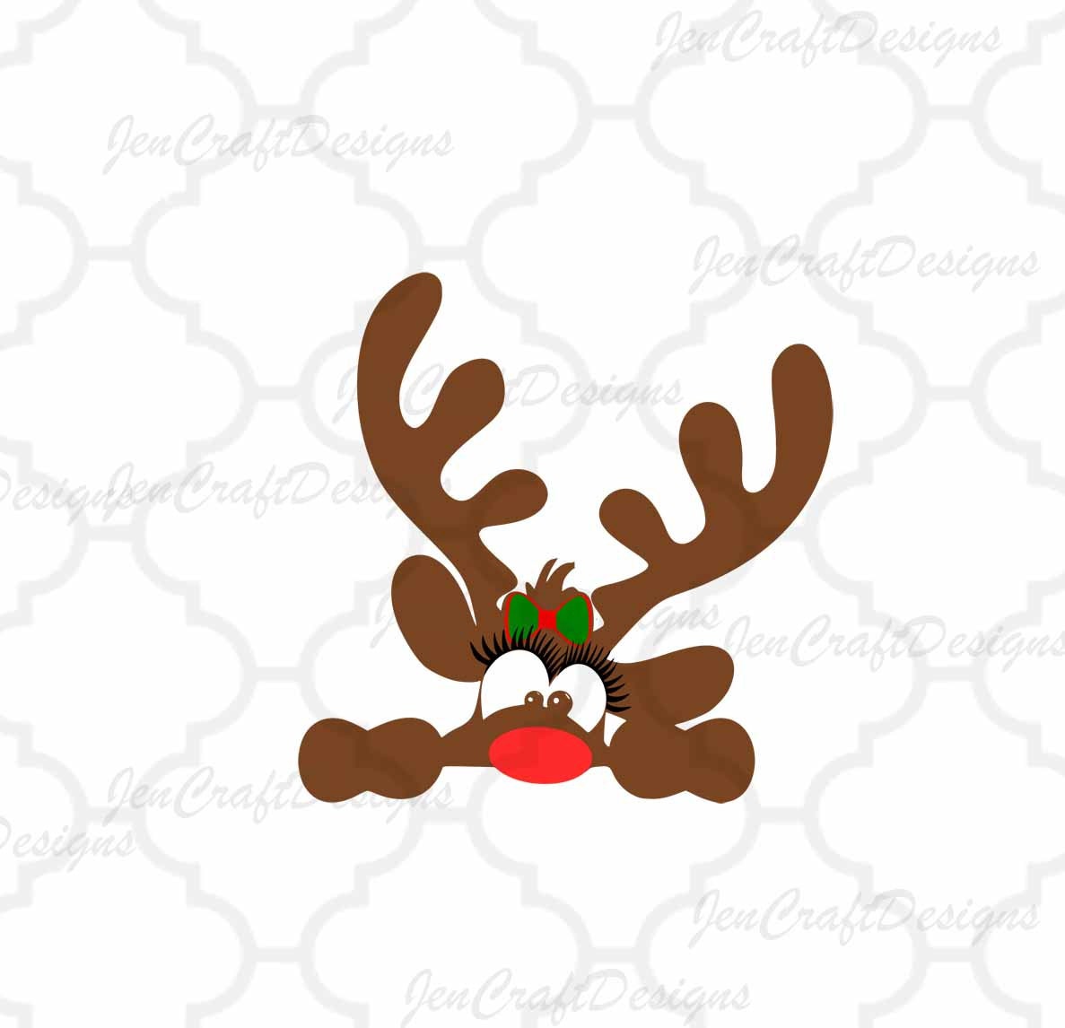 Download Peeking Girl Christmas Reindeer SVG,EPS Png DXF, Peeping Reindeer digital download files for ...