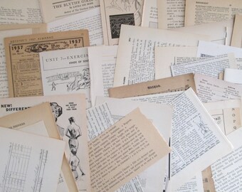 Vintage Book Paper 100 Pages & Pieces Paper Ephemera Pack Vintage Music Dictionary Fiction NonFiction Mixed Lot of Book Paper for Crafts