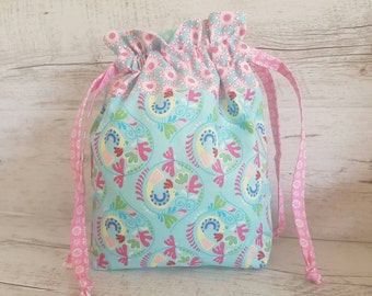 Knitting Project Bag, Sewing bag, Toiletry bag, Makeup bag, Drawstring bag, Sock knitting bag, Storage bag,