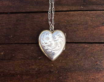 Vintage Birks Sterling Silver Floral Heart Necklace