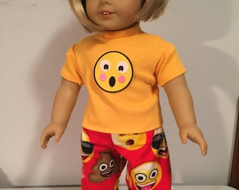 American girl 18 inch doll emoji two piece pajama set