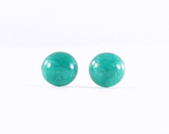 Teal studs, teal earrings, blue post earrings, simple blue jewelry, blue stud earrings