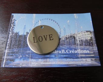 LOVE: large 30 mm metal charm silver