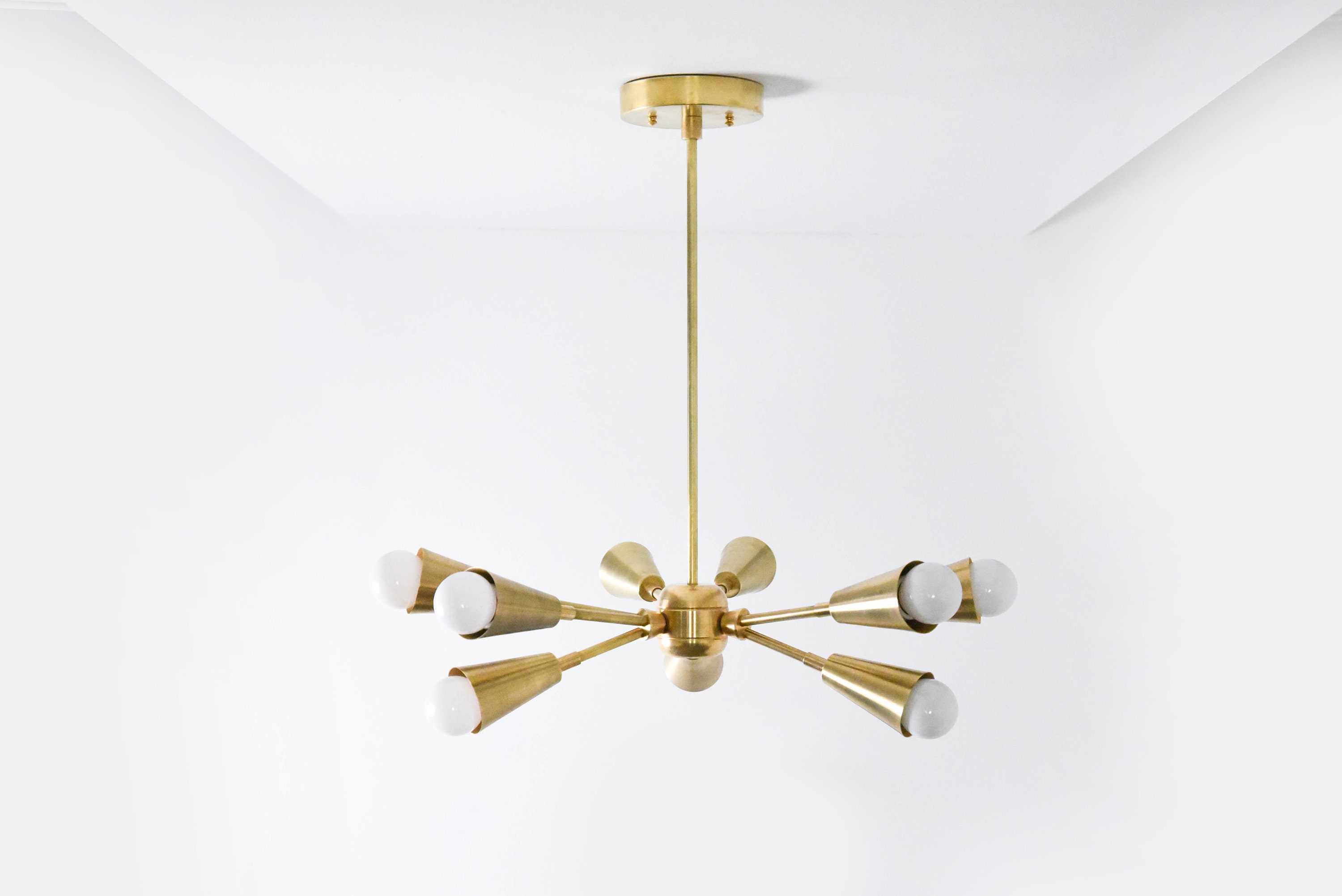 Gold Modern Chandelier Black And Attractive Leaf Raw Brass Gold Modern Chandelier 9 Bulb Cone Cover Spike Light Pinwheel Sputnik Mid Century Industrial