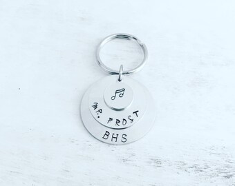 Band teacher gift, music gift, music teacher gift, music notes, personalized gift, music keychain, band director gift, musician gift