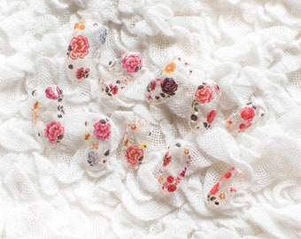 Floral Clear Crystal Nails, Flower Nails, Bridal Nails, Fake Nail Set Artificial Nails Japanese Gel Nails