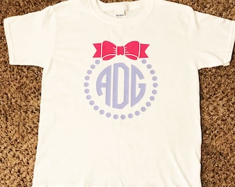 Kids Monogram Shirt Bow Monogram Shirt Monogram Shiry kids bow shirt