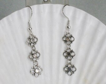 Silver Flower Hanging Earrings