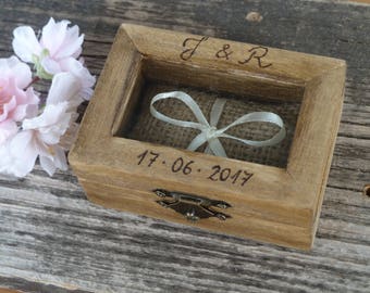 Wedding Ring Box, Rustic Ring Pillow Wooden Ring Box Country Chic Ring Holder, Rustic Wedding Decor, Wooden Wedding Ring Box