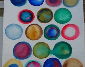 Colorful circles - original watercolour painting