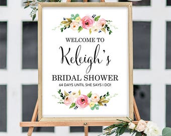 Bridal Shower Welcome Sign, Large Bridal Shower Welcome Sign, Welcome Bridal Shower Sign, Floral Bridal Shower Sign, Printed Bridal Shower