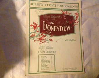 Antique 1920 Sheet Music "Oh How I Long for Someone" by Efrem Zimbalist
