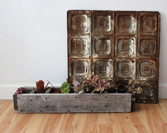 Ceiling Tile / Architectural Salvage / Antique Tile / Tin Ceiling Tile / Geometric Wall Decor / Rustic Decor / Antique Ceiling Tile