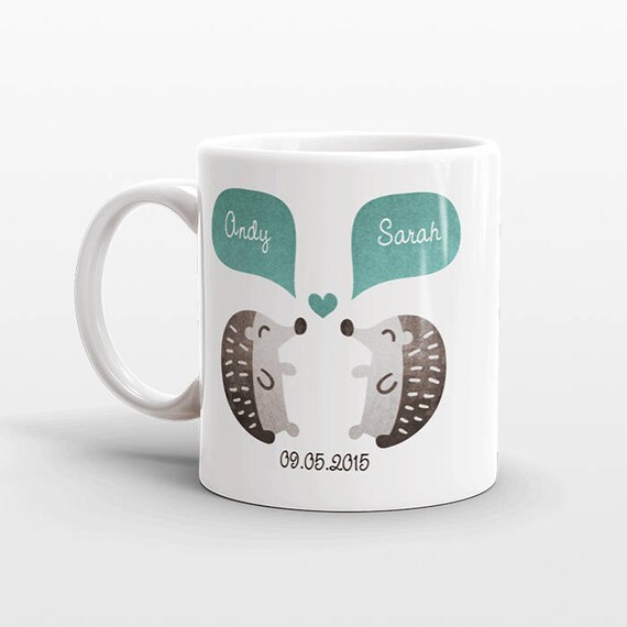 HEDGEHOG Mug Valentines Day Gift for Her for Him Animal Couple Mug Personalized Engagement Gift Wedding Gift Unique Coffee Mug Coffee Cup