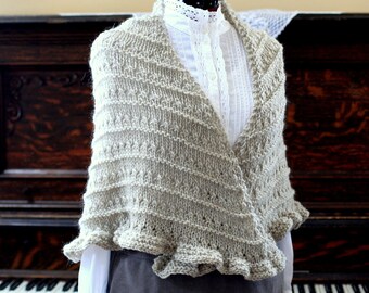 Hand Knit Wool Shawl Ready to Ship