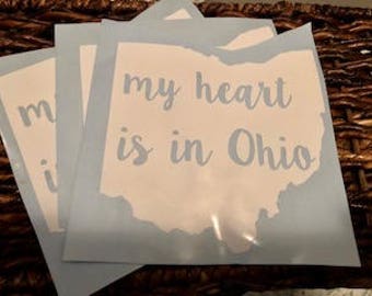 My Heart is in Ohio Car Decal