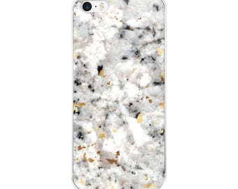 Classic Marble with Gold Specks - Black White - Phone Case - iPhone 6 6s 7 8 Plus X