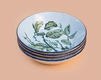 Midwinter Stonehenge 'Green Leaves' Dessert Plates (Set Of 4)