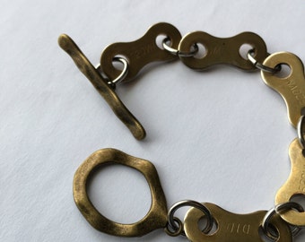 Motorcycle Chain Bracelet Antique Gold, motorcycle jewelry, biker jewelry