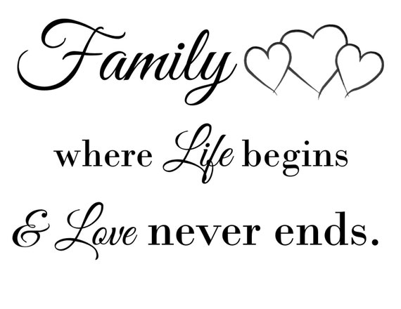 Items similar to Family where Life begins & Love never ends- Vinyl Wall ...