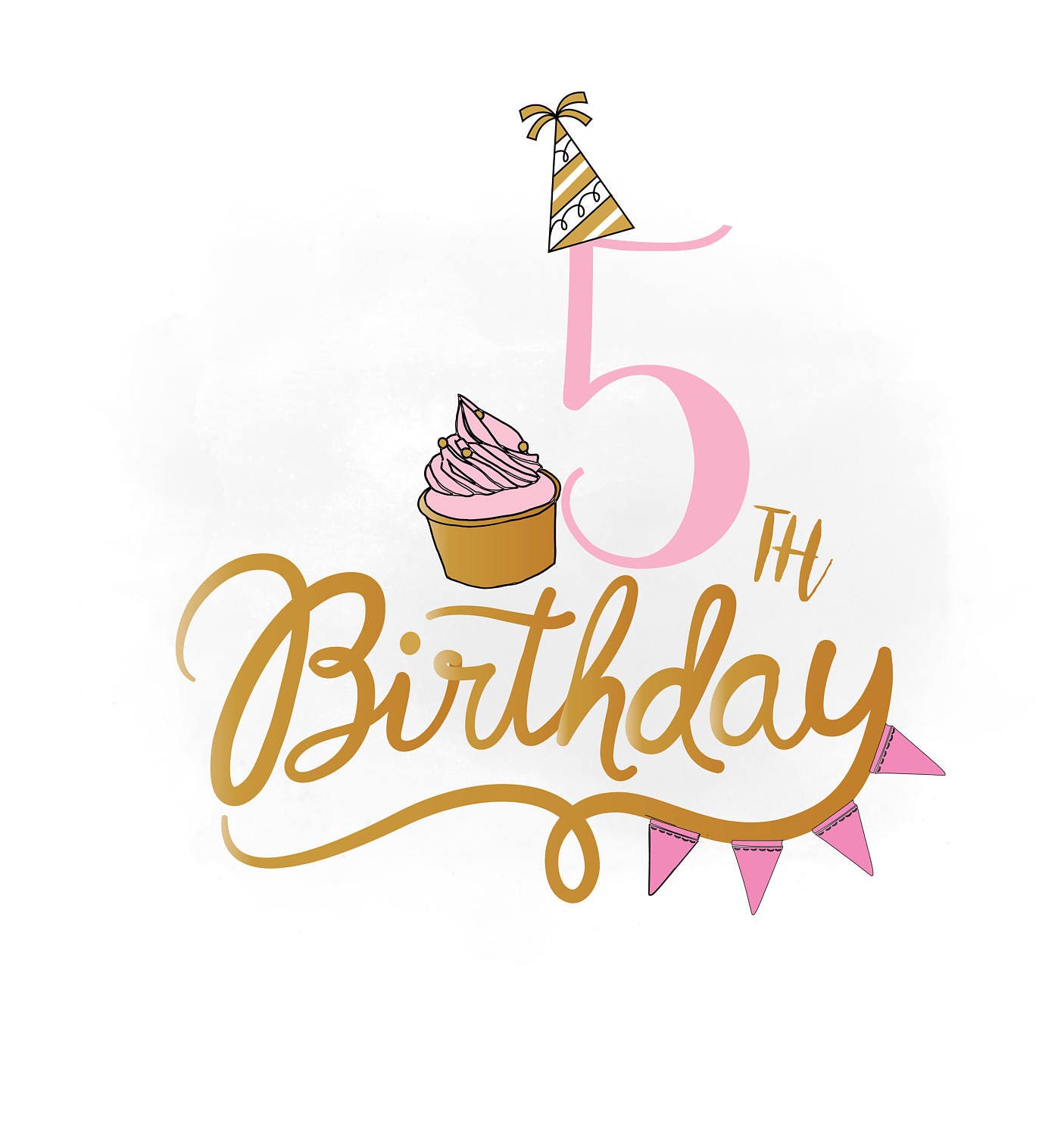 5th Birthday SVG clipart baby girl Birthday Quote Birthday