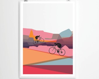Cycling Art / Bicycle Print / Giclee Cycling Print / Up, Up & Away