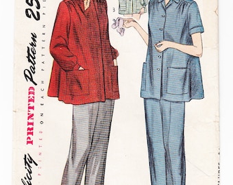 Vintage 1948 Simplicity 2458 Sewing Pattern Maternity Slack Suit Size 12 Bust 30