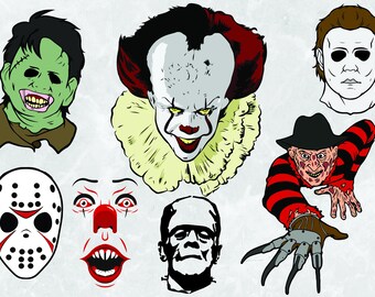 Halloween Horror Pack | SVG Cut Files | Jason Vorhees, Pennywise, Frankenstein, Freddy Kreuger, Michael Myers