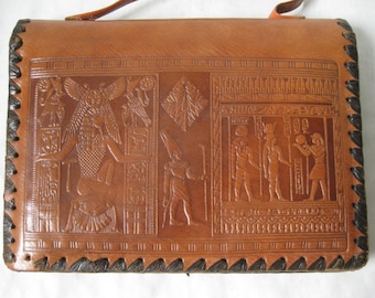 Vintage 70's Tooled Leather Clutch Purse