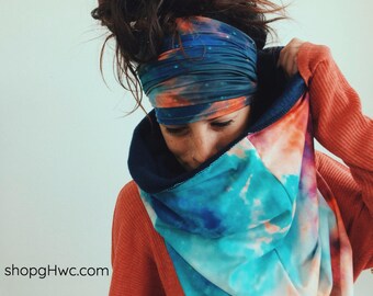 Galaxy Headband | Dreadband, Hair Tube, Dread Sock, Loc Wrap, Wide Head Band | Long band, Dreadlock, Updo, Mask | Eco Friendly Headband