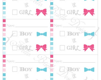 Ombre Gender Reveal Party Printable Voting Ballot - Instant Digital Download