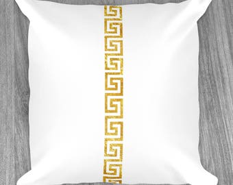 Gold Greek Key Pattern - Throw Pillows
