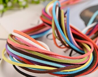 2.5mm* 1m Faux Suede Cord Multi-Color Manmade Leather Soft Lace Thread String Strap Strip Vegan Flat Rope Jewelry Necklace Choker Bracelet