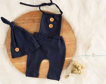 Cory Romper & Bonnet Set - Baby Boy - Newborn - Photography Prop