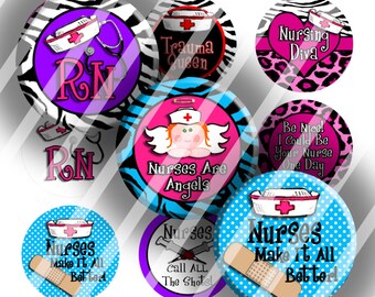 Digital Bottle Cap Collage Sheet - Medical RN Nursing - 1" Digital Bottle Cap Images
