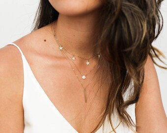 Dainty Star Choker Necklace / 14k Gold Filled Star Necklace / Sterling Silver Star Necklace / Dangle Star Layering Necklace / Gift for Her