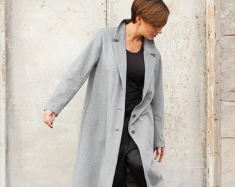 Women Coat, Gray Coat, Women Raincoat, Wool Coat, Maxi Coat, Bohemian Clothing, Long Coat, Minimalist Coat, Loose Coat, Trendy Coat