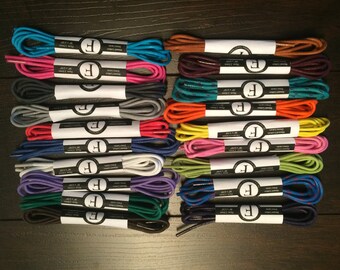 3 paires de lacets de ciré Oxford ronde couleur de robe - Choisissez parmi plus de 20 couleurs de lacets de chaussure
