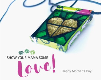 Mothers Day gift Upcycled Mosaic Necklace