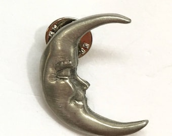Pewter Crescent Moon Brooch