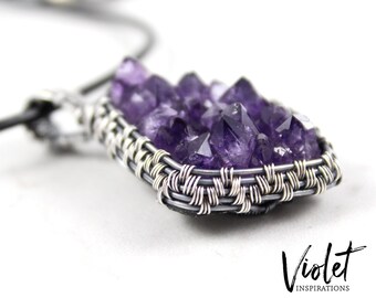 Amethyst Pendant / Wire Wrapped Jewelry / Sterling Silver Jewelry / Amethyst Geode / Handcrafted / February Birthstone / Mother's Day Gift