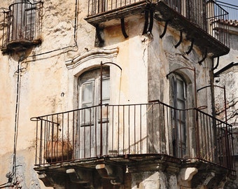 Sicily Italy Photography - Rustic Mediterranean Decor - Italian Wall Art Old City Print Cream Neutral Beige Travel Photograph Window