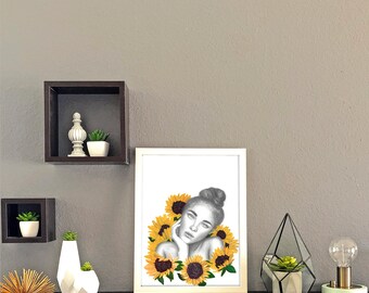 Summer Sunflowers Portrait Print