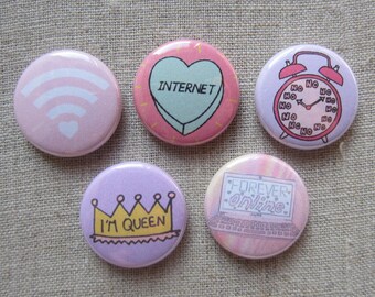 Internet Queen 5 Pack 1" pinback button badge set