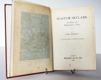 Master Skylark, Classic Childrens 1897 Book Vintage illustrated old Book Red Hardback