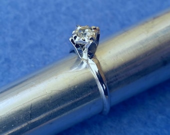 Vintage Esposito Faux Diamond Solitaire Engagement Ring Karatclad 18KT HGE Espo size 5 white gold plated