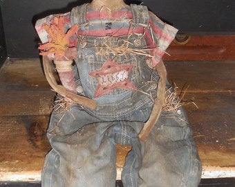 Folk Americana Lady Liberty canvas, rag stuffed OOAK doll Crows Roost Prims