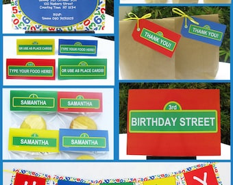 Sesame Street Party Invitations & Decorations - full Printable Package - INSTANT DOWNLOAD with EDITABLE text - you personalize at home